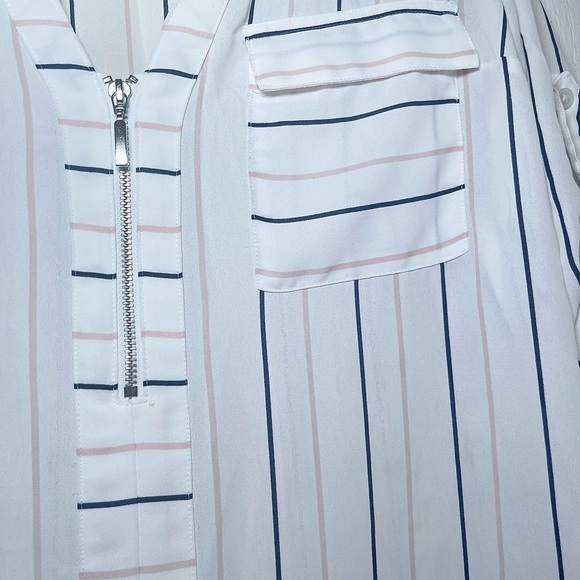 Express Women's White Striped Long Sleeve Blouse - Picture 7 of 10